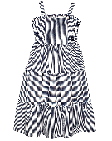 VESTIDO OXFORD LISTRAS AZUL MARINHO