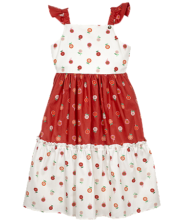 VESTIDO ESTAMPA BOTÕES DE FLOR FUNDO OFF