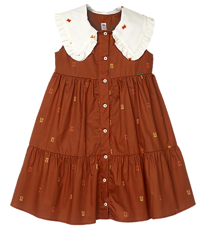 VESTIDO ESTAMPA URSINHO FUNDO TERRACOTA