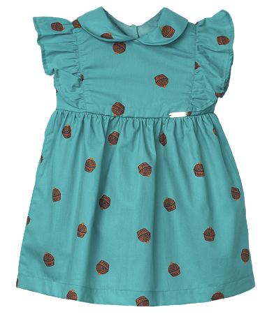 VESTIDO ESTAMPA BRIGADEIRO FUNDO AZUL