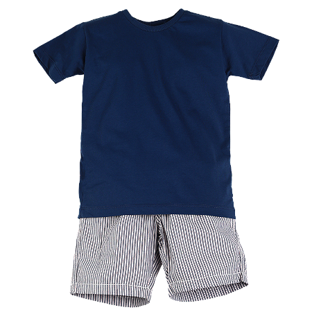 CONJUNTO LISTRADO MARINHO E VERMELHO