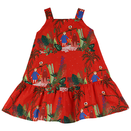 VESTIDO BRINCANDO NA FLORESTA VERMELHO