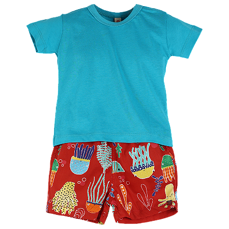 CONJUNTO ESTAMPA MARISCOS VERMELHOS