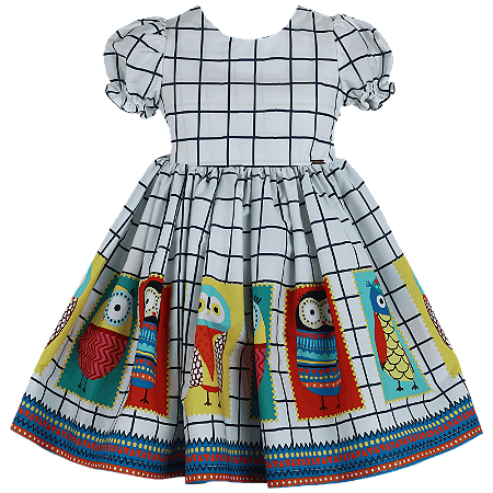 VESTIDO ESTAMPA QUADRICULADO CORUJA