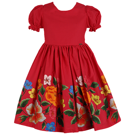 VESTIDO ESTAMPA FLORES BORDADAS