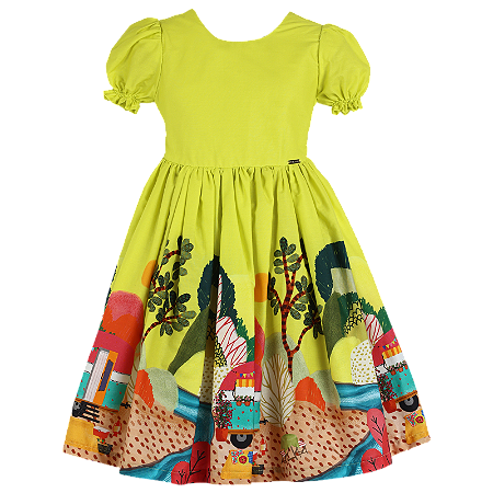 VESTIDO ESTAMPA MINHA CASA TEM RODINHAS