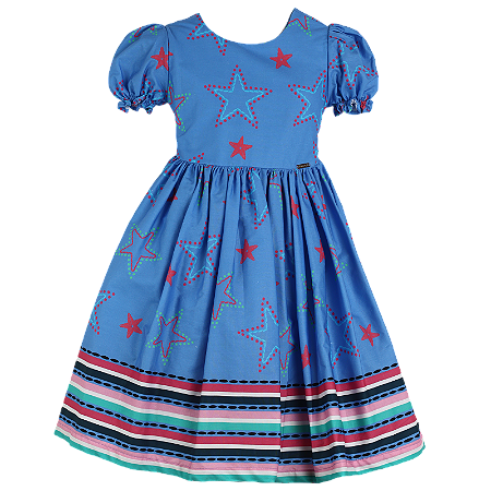 VESTIDO ESTAMPA ESTRELAS BORDADAS