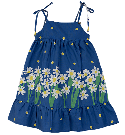 VESTIDO BARRADO MARGARIDA SOLAR AZUL