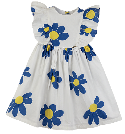 VESTIDO MARGARIDAS SOLAR FUNDO BRANCO