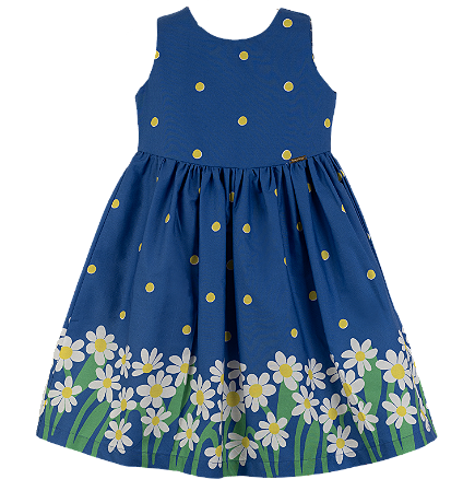 VESTIDO BARRADO MARGARIDA SOLAR AZUL