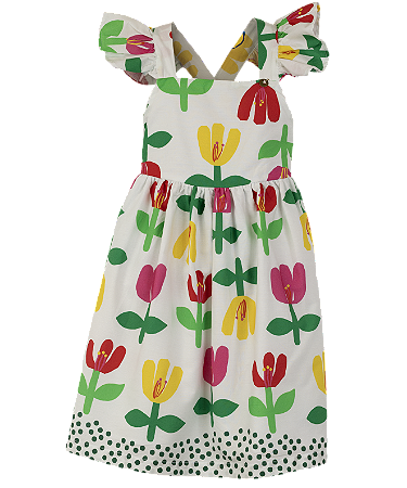 VESTIDO BARRADO VIVA FLOR AMARELO