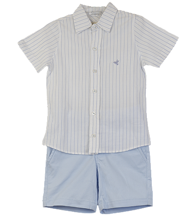 CONJUNTO ANA RUGA LISTRADO AZUL BEBE