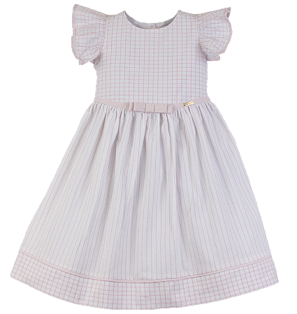 VESTIDO ANA RUGA LISTRAS E XADREZ ROSA BEBE