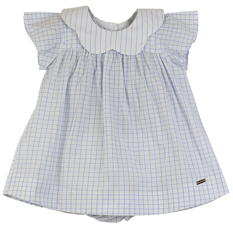 VESTIDO ANA RUGA LISTRADO E XADREZ AZUL BEBE