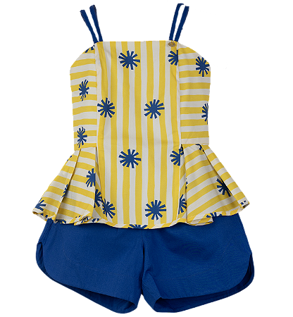 CONJUNTO SOL A SOL LISTRAS AMARELO