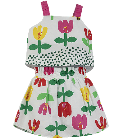 CONJUNTO BARRADO VIVA A FLOR AMARELO