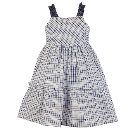VESTIDO ANA RUGA XADREZ AZUL E BRANCO