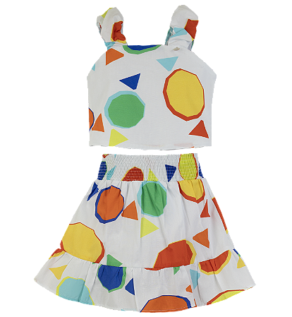 CONJUNTO ESTAMPA CHUVA DE BALA FUNDO BRANCO