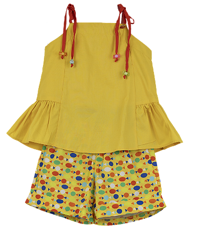 CONJUNTO ESTAMPA BALA DELICIA FUNDO AMARELO
