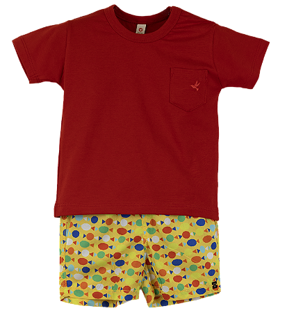 CONJUNTO ESTAMPA BALA DELICIA FUNDO AMARELO