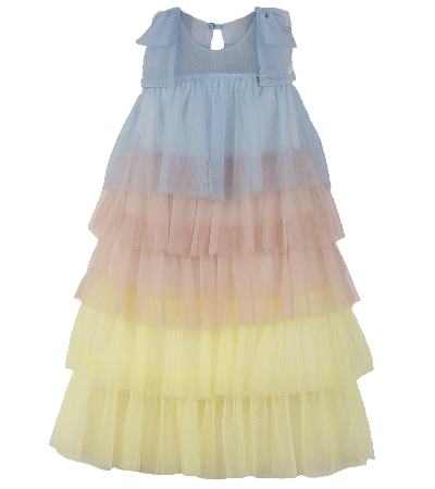 VESTIDO TULE AMARELO AZUL E ROSA