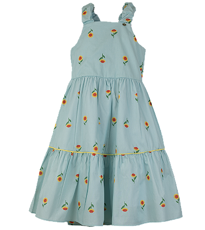 VESTIDO GIRASSO-LANDIA FUNDO VERDE ÁGUA
