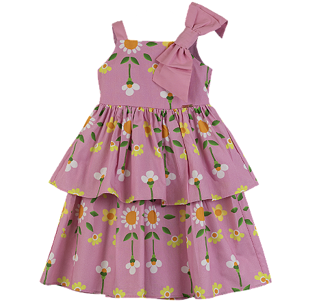 VESTIDO ESTAMPA CAMPO SOLAR ROSA