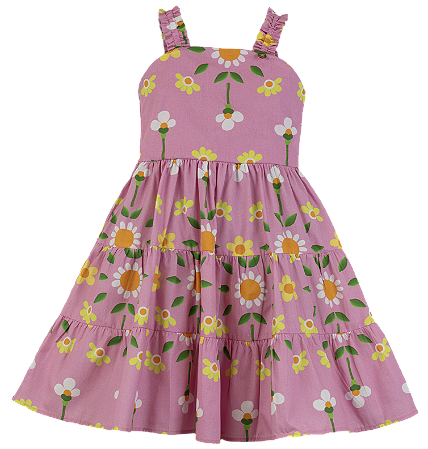 VESTIDO ESTAMPA CAMPO SOLAR ROSA