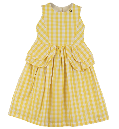 VESTIDO XADREZ AMARELO E BRANCO