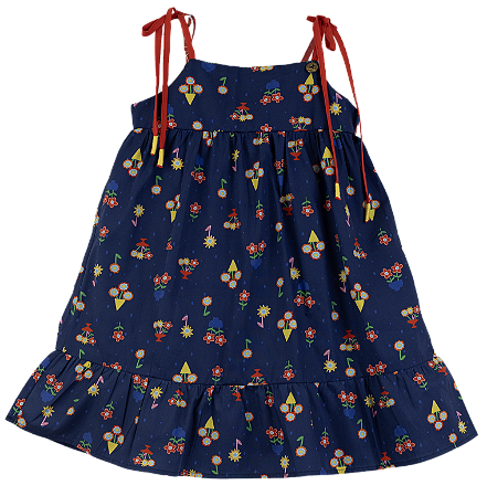 VESTIDO FLOR LUZ LIBERTY MARINHO