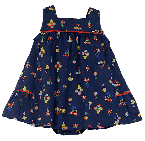 VESTIDO FLOR LUZ LIBERTY MARINHO