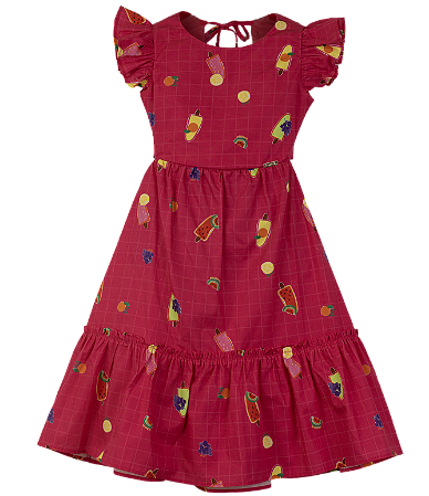 VESTIDO ESTAMPA PICOLÉ DE FRUTAS PINK