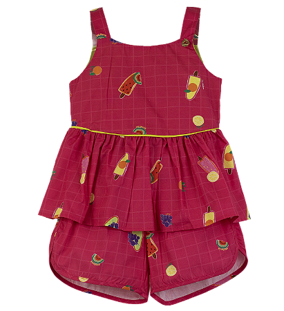 CONJUNTO ESTAMPA PICOLÉ DE FRUTAS PINK