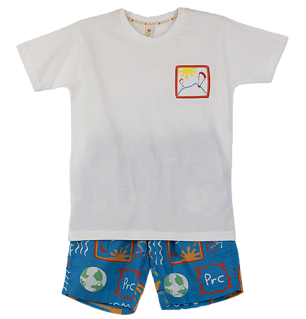 CONJUNTO ESTAMPA ROTA DO TEMPO AZUL