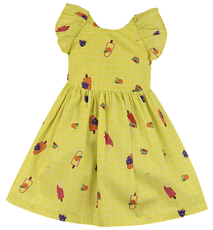 VESTIDO PICOLÉ DE FRUTAS AMARELO