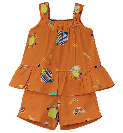 CONJUNTO PLANETAS FLORIDOS LARANJA