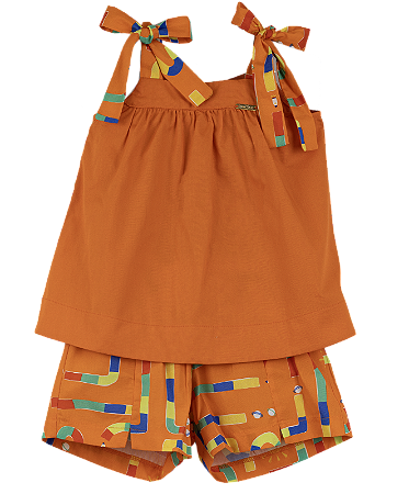 CONJUNTO ESTAMPA CAMINHO PARA O SOL LARANJA