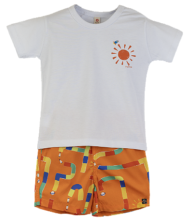 CONJUNTO ESTAMPA CAMINHO PARA O SOL LARANJA