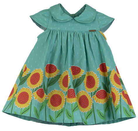 VESTIDO BARRADO GIRASSOL-LANDIA VERDE TIFANY