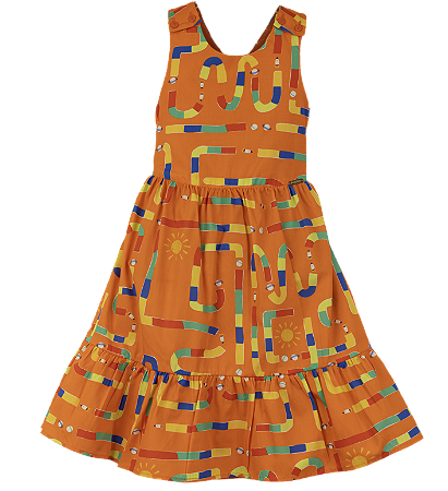 VESTIDO ESTAMPA CAMINHO PARA O SOL LARANJA