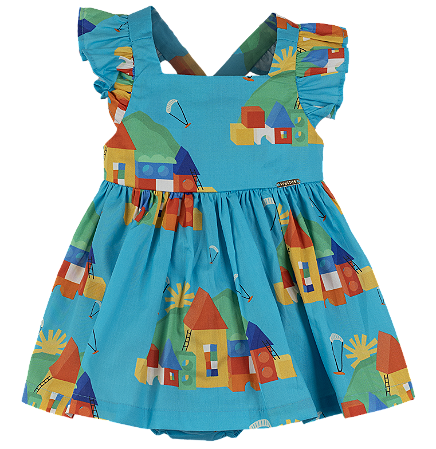 VESTIDO ESTAMPA CIDADE DE BLOQUINHO VERDE