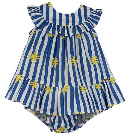 VESTIDO ESTAMPA SOL A SOL LISTRAS AZUL