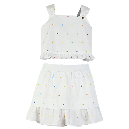 CONJUNTO ESTAMPA POÁ COLORIDO FUNDO BRANCO