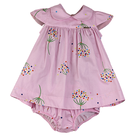 VESTIDO ESTAMPA FLORES AO VENTO BORDADAS