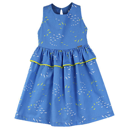 VESTIDO ESTAMPA ANDORINHAS FUNDO AZUL