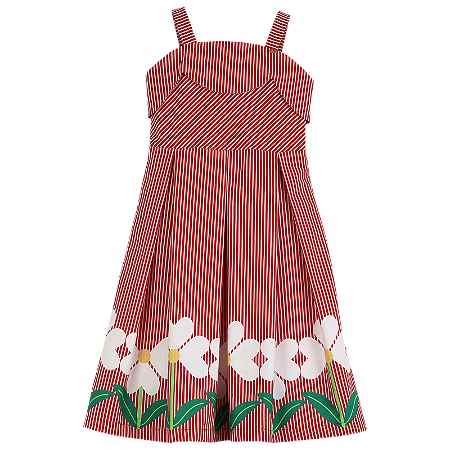 VESTIDO BARRADO CORAÇÃO EM FLOR VERMELHO