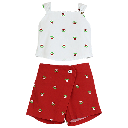 CONJUNTO ESTAMPA CORAÇÃO EM FLOR