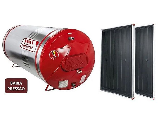 Kit Boiler de Baixa Pressao Heliotek 400l Mk 400 Anodo Inox + 2 Coletor Placa Tf20 2x1 Mc1300