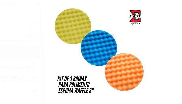 Kit de 3 Boinas para Polimento Espuma Waffle 8"  Sigma Tools