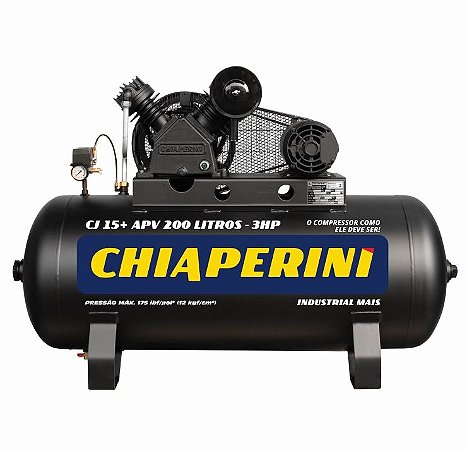 Compressor de Ar Alta Pressão 15 Pcm 200 Litros Chiaperini Cj 15+ Apv 200l
